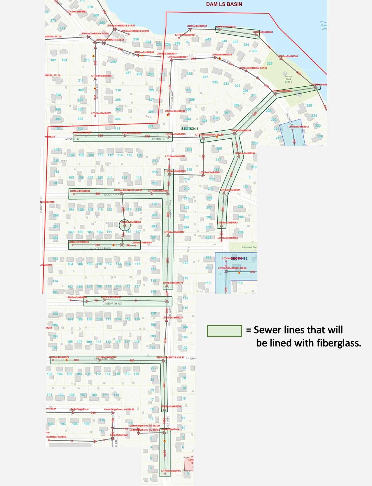 2023 Sewer Lining Map